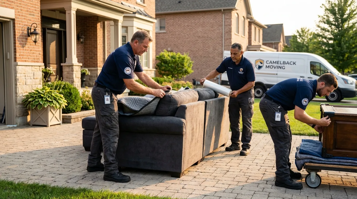 Large estate moving crew wrapping furniture in Pahokee, FL