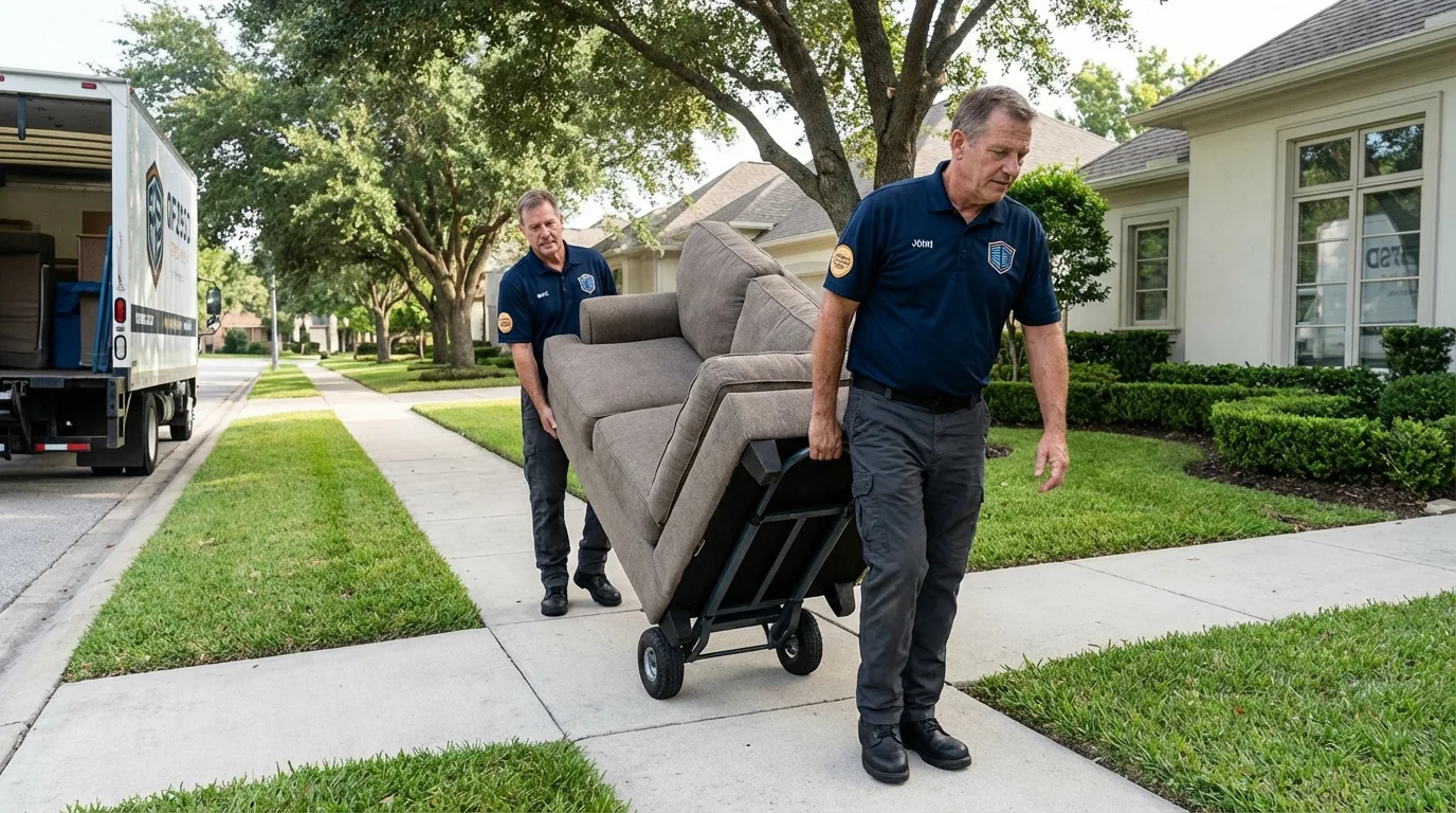Local residential moving crew loading furniture in Pahokee, FL